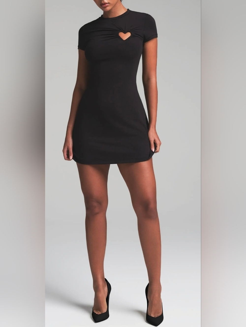 Skims Cotton Jersey Heart Cut Out Dress DR-DRS-7845W Soot Size Medium NWOT